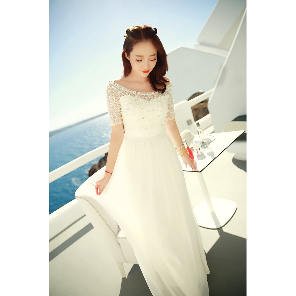 Wedding Maxi Dresses Beach White Dresses Chiffon Maxi Prom Gown