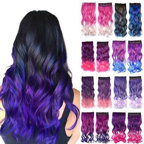 Clip in One Piece Hair Extension Wavy Hair 5Clips Balayage Gradient Ombre  Color Modern Cosplay Synthetic Hairpieces | Shopee Malaysia