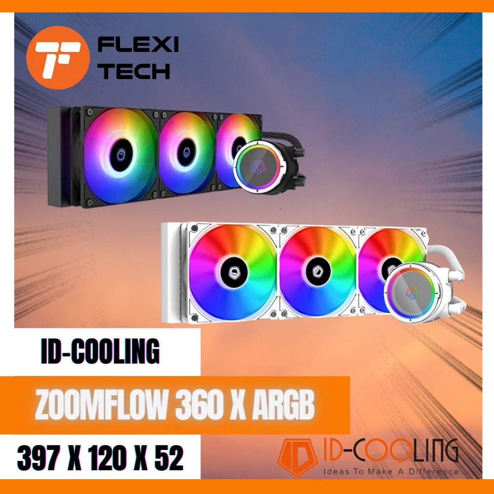 Flexi Tech ID-COOLING ZoomFlow 360X ARGB AIO Liquid Cooler Black ...