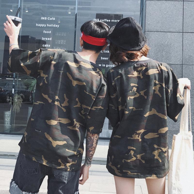 Camouflage Hip Hop Summer Oversize Printed Streetwear Pakaian Atasan ...