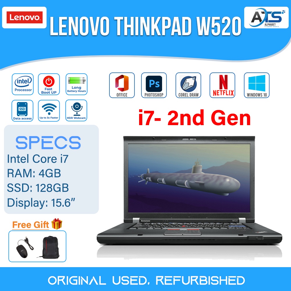 [WORKSTATION] Lenovo ThinkPad W520 Laptop 15.6" Core i7 2nd Gen 4GB Ram