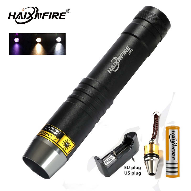 HaixnFire SV370 Ultraviolet UV Flashlight White/Yellow lamp 365nm purple light Bacterial
