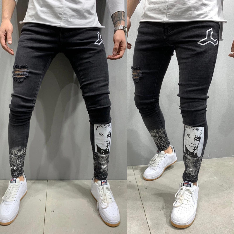 black destroyed jeans mens