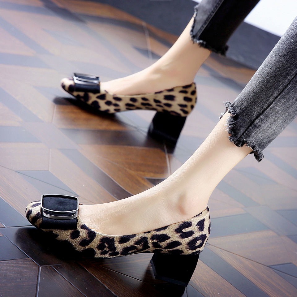 leopard print mid heels