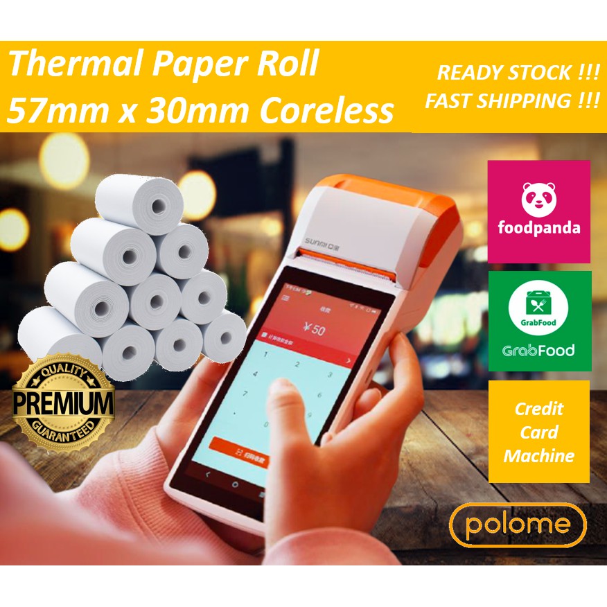 Buy Rm0 50 Per Roll Food Panda Grab Food Credit Card Cash Register Thermal Receipt Paper Roll 57mm X 30mm 热敏收银纸 Seetracker Malaysia