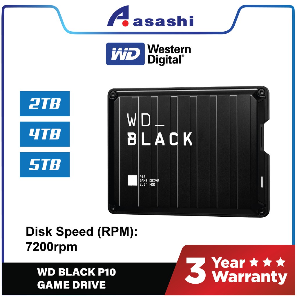 Wd Black P10 Game Drive 2tb 4tb 5tb Wdba2w00bbk Wdba3a0040bbk Wdba3a0050bbk Shopee Malaysia