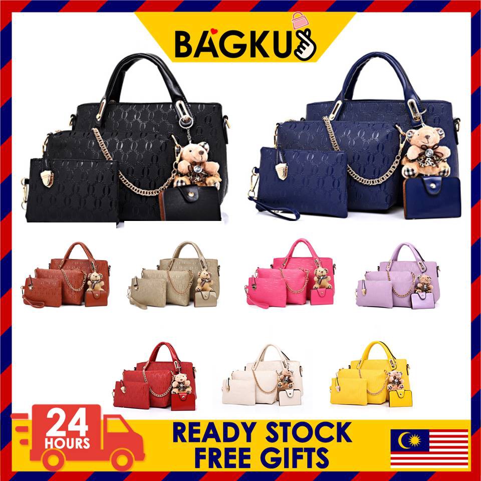READY STOCK 👜 BAGKU 👜 Premium Bear 5 In 1 Handbag Bears Shoulder Bag ...
