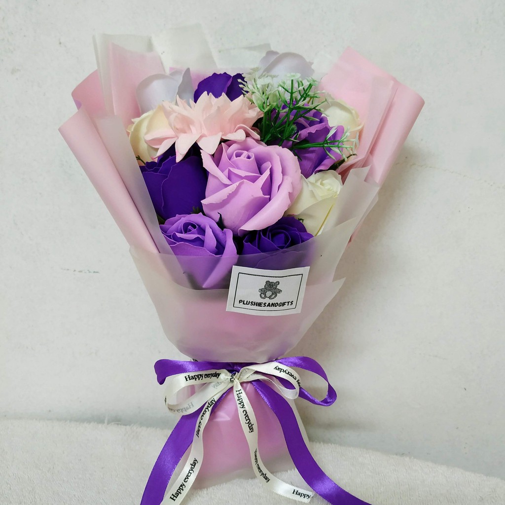 Ready Stock Ship Immediately Artificial Soap Flowers Roses Bouquet W Free Gift Card Bag Birthday Gift Present 香皂花礼盒