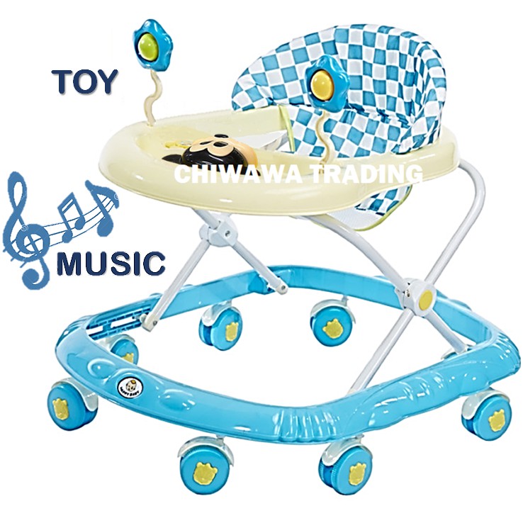 【Music + Toy Set】8 Wheels Baby Walker Sit to Stand Learning Foldable Toddler Chair Scooter Trolley Car Ride-on Toy