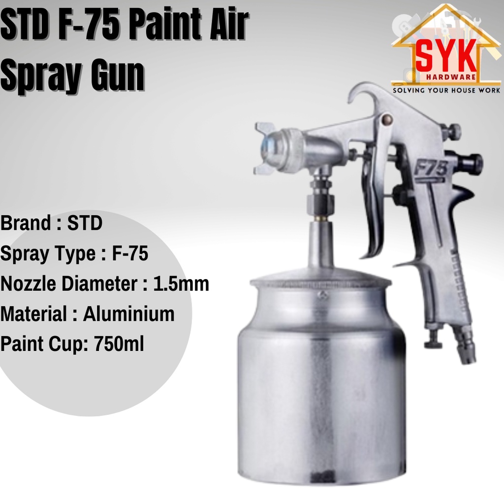 SYK STD F-75 Paint Air Spray Gun Paint 750ml With Aluminium Pneumatic ...