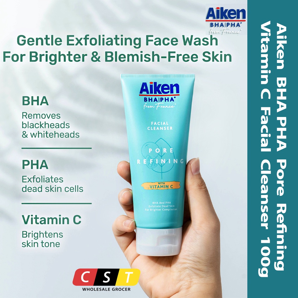 Aiken BHA PHA Pore Refining Vitamin C Facial Cleanser 100g Shopee Malaysia