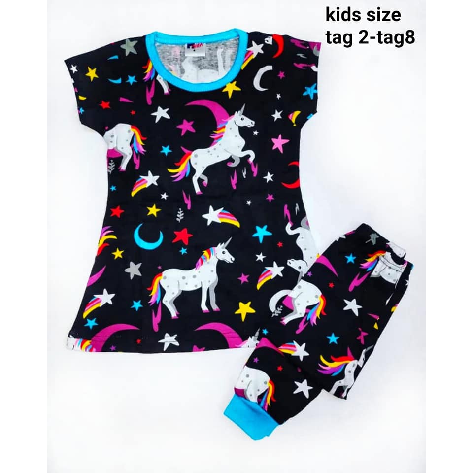  Pyjamas  kids big UNICORN baju  tidur  kanak kanak girl 