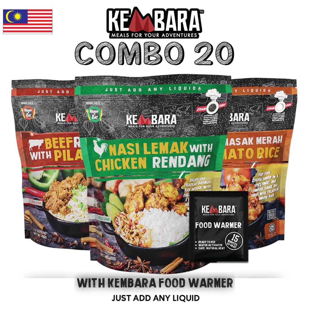 (Combo 20 Mix 3 Menu ) Kembara Meal Beef Rendang + Chicken Masak Merah + Nasi Lemak