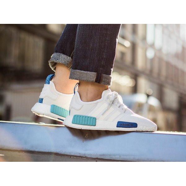 nmd r1 white blue glow
