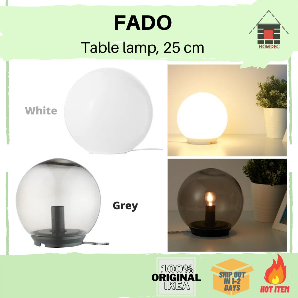 Ikea Fado Table Lamp 17 Cm 25 Cm White Grey Shopee Malaysia