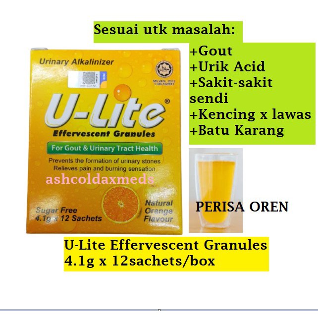 U Lite Urinary Alkalinizer Effervescent Granules 12 S Exp 07 2023 Shopee Malaysia