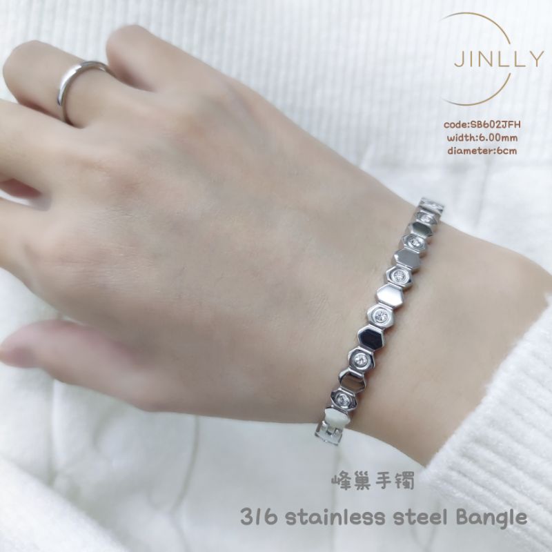 316 stainless steel bangle/不锈钢峰巢手镯/gelang tangan perempuan