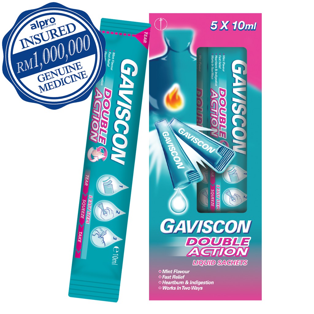 Gaviscon Double Action (10ml x 5s)  Shopee Malaysia