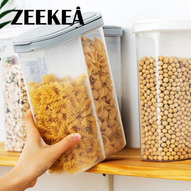 Zeekea 2L/2KG Kitchen Rice Dispenser Storage Container Food Container Storage Organizers Canisters