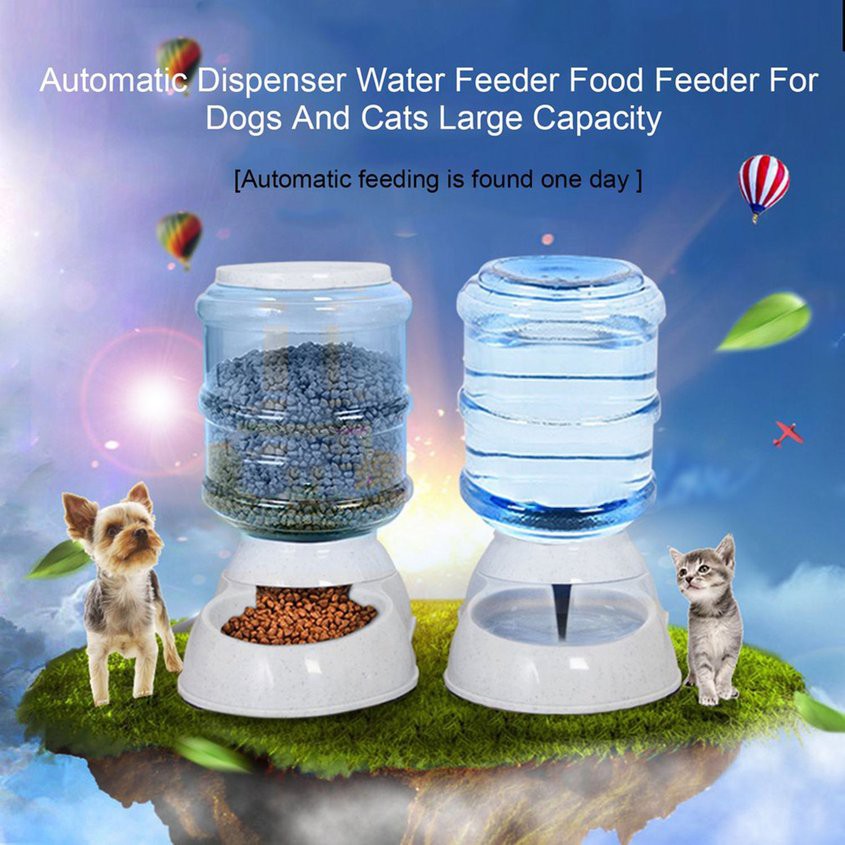 3 5l Large Automatic Pet Food Drink Dispenser Dog Cat Feeder