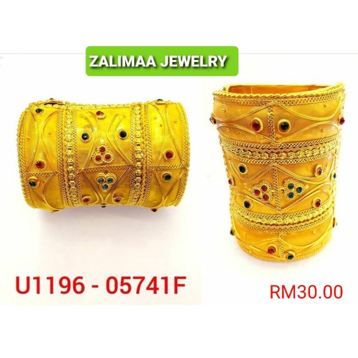 BISA COD ZALIMAA ACCESSORIES GELANG TABUNG JHUMKA EMAS KUNINGAN NIKAH BOLLYWOOD INDIA BRIDAL BANGLE WEDDING U1196-05741F