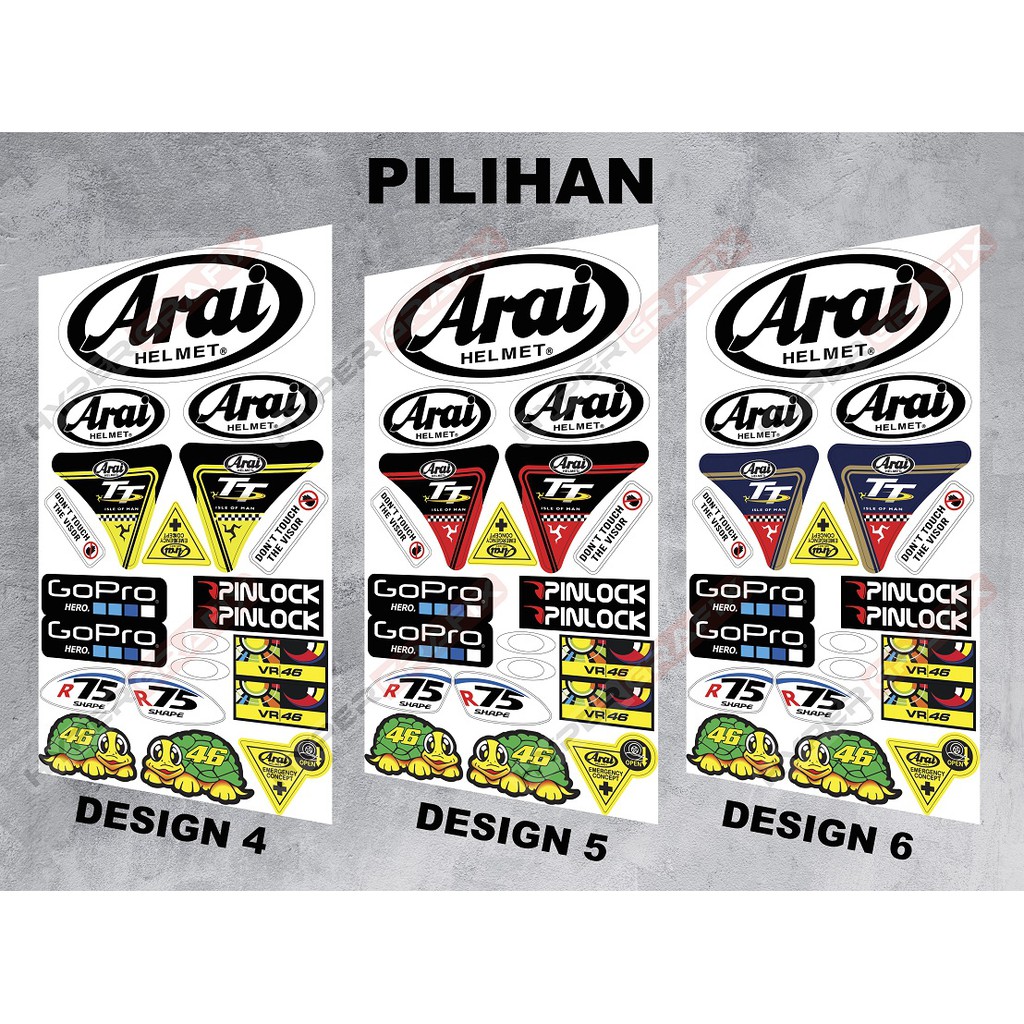 STICKER VISOR ARAI Design 4 - 6 (1 Set) | Shopee Malaysia