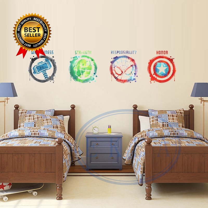 EKEA】Avengers Logo Cartoon Movie Wall Stickers For Kids Rooms Children Pvc  Wall Decals Home Room Decor Wallpaper | Shopee Malaysia