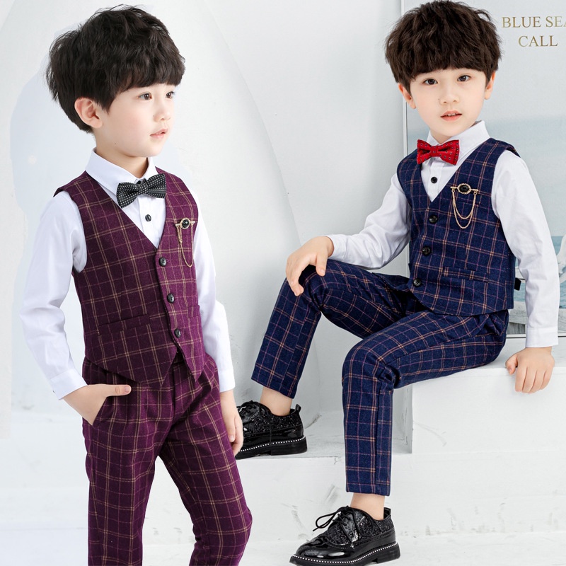 Kids Boys Suit Blazer Pants Attire Set Baby Formal Tuxedo Outfit Children's Suit Wedding Birthday Dresswear Toddler Gentleman Suits 3-12 Years