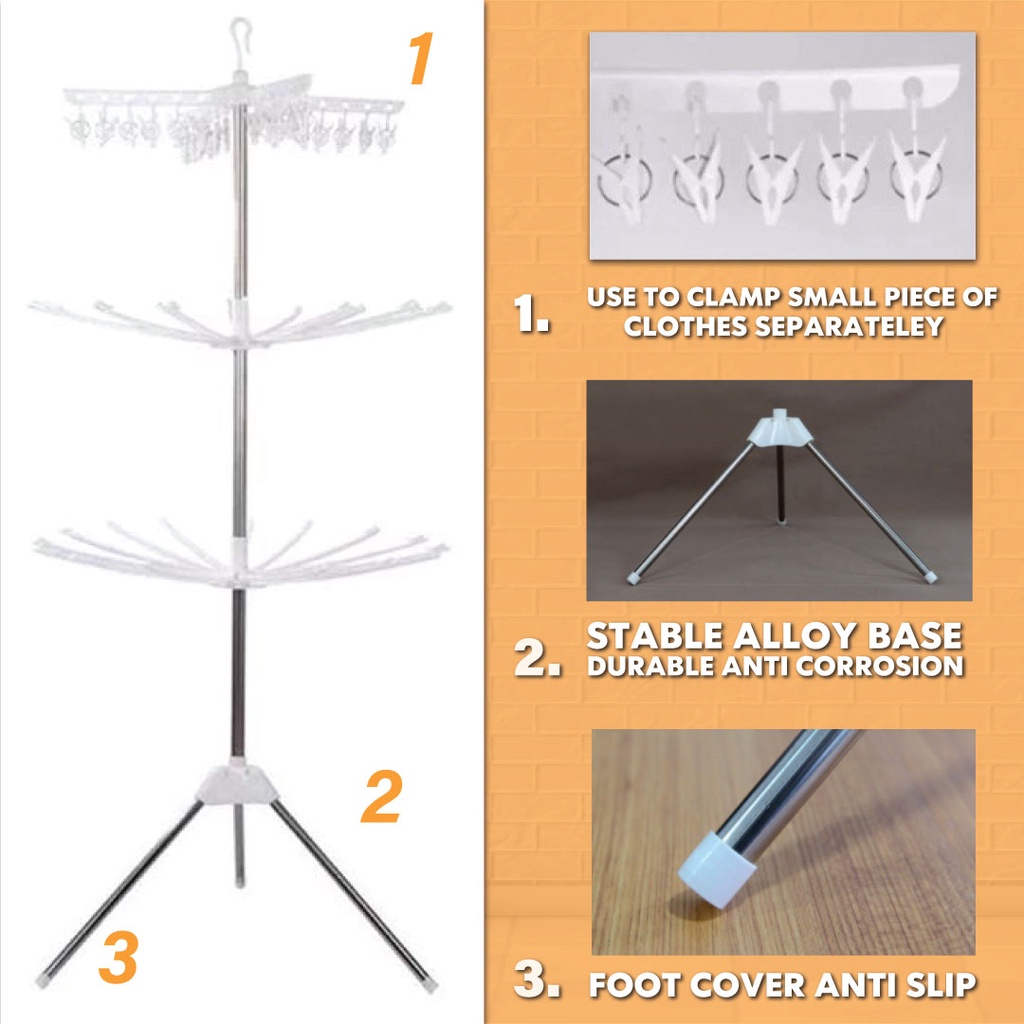 [READY STOCK] FINSSO: 3 Tier Foldable Clothes Laundry Hanging & Drying Rack/ Ampaian Baju Baby / Ampaian Baju / Penyidai