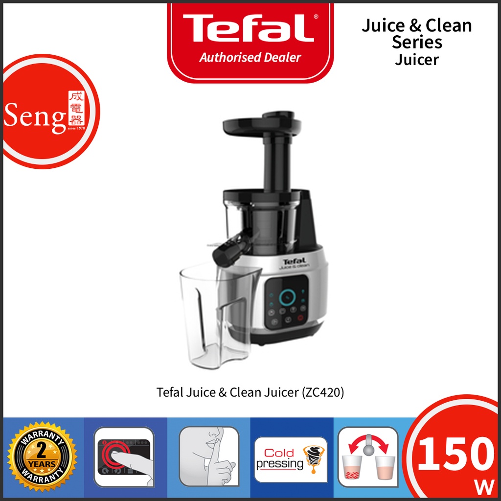 TEFAL Slow Juicer & Fresh Healthy FRUTELIA 0.8L Juice & Clean With