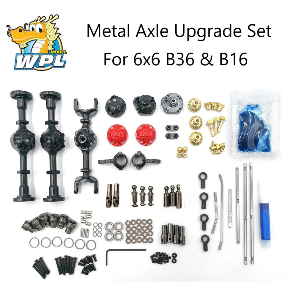 Original WPL 6x6 Upgrade Set Front Middle & Rear Metal Axle Set With