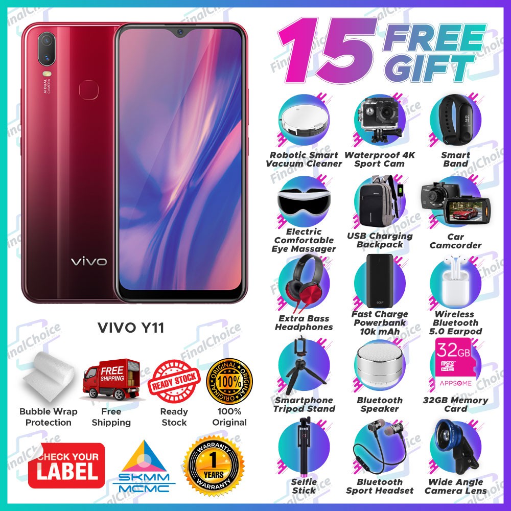 [Up To 15 Free Gift] VIVO Y11 (3GB+32GB) Original VIVO Malaysia ...