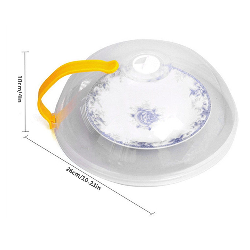 Home Kitchen Food Cover Microwave Oven Dish Plate PP Transparent Anti-splash Cap Color Random Handle
