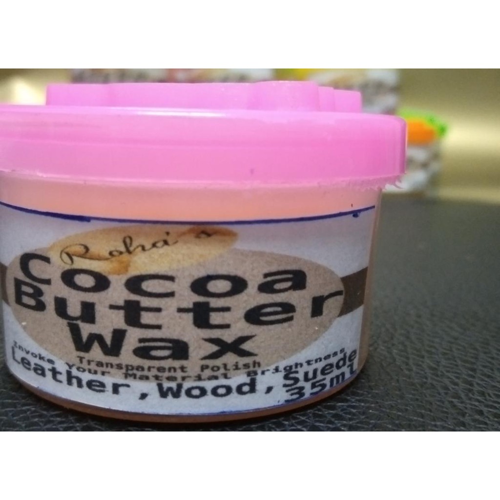 35g COCOA BUTTER WAX + 1 free sponge foam/ FOR LEATHER, SUEDE, PLASTICS, FAUX BAG GLOSSY SHINNER-35g
