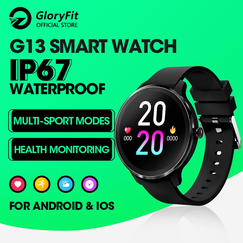 GloryFit G13 Waterproof Fitness Tracker Full Touch Round Screen Heart