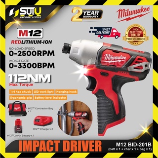 Milwaukee M12BID-0 12V 1/4 112Nm Sub Compact Impact Driver Body Only 