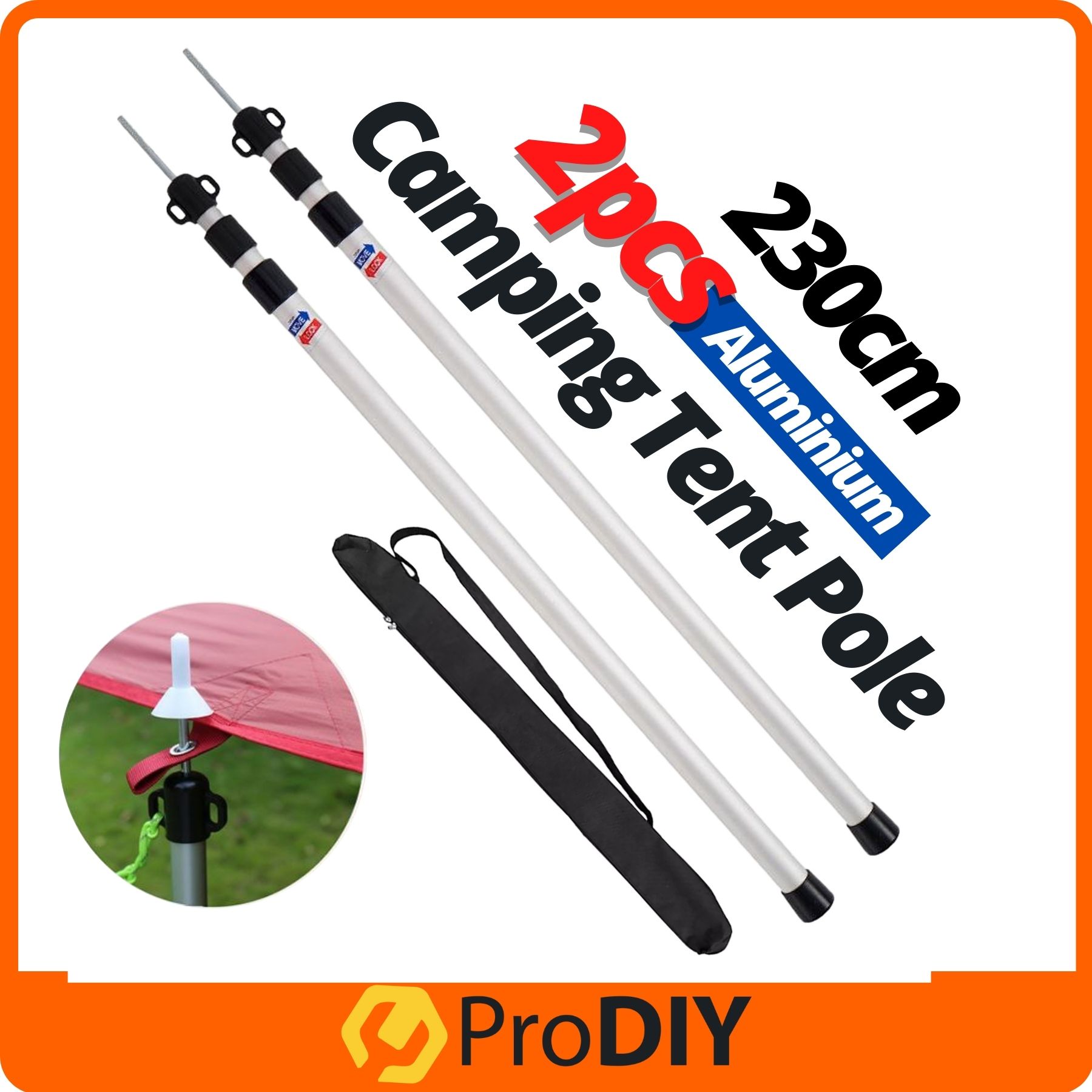 2PCS Camping Tent Strong Poles Accessories Telescoping Tarp Pole Adjustable Aluminum Rod for Tent Camping Shelter Hiking