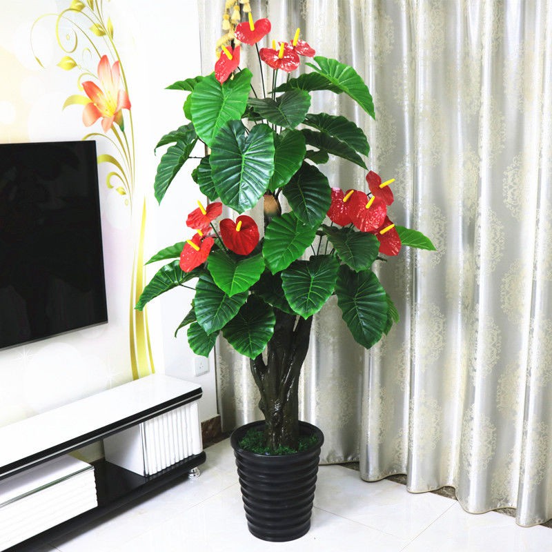 Fake Tree Flowers Artificial Potted Anthurium Simulation Of