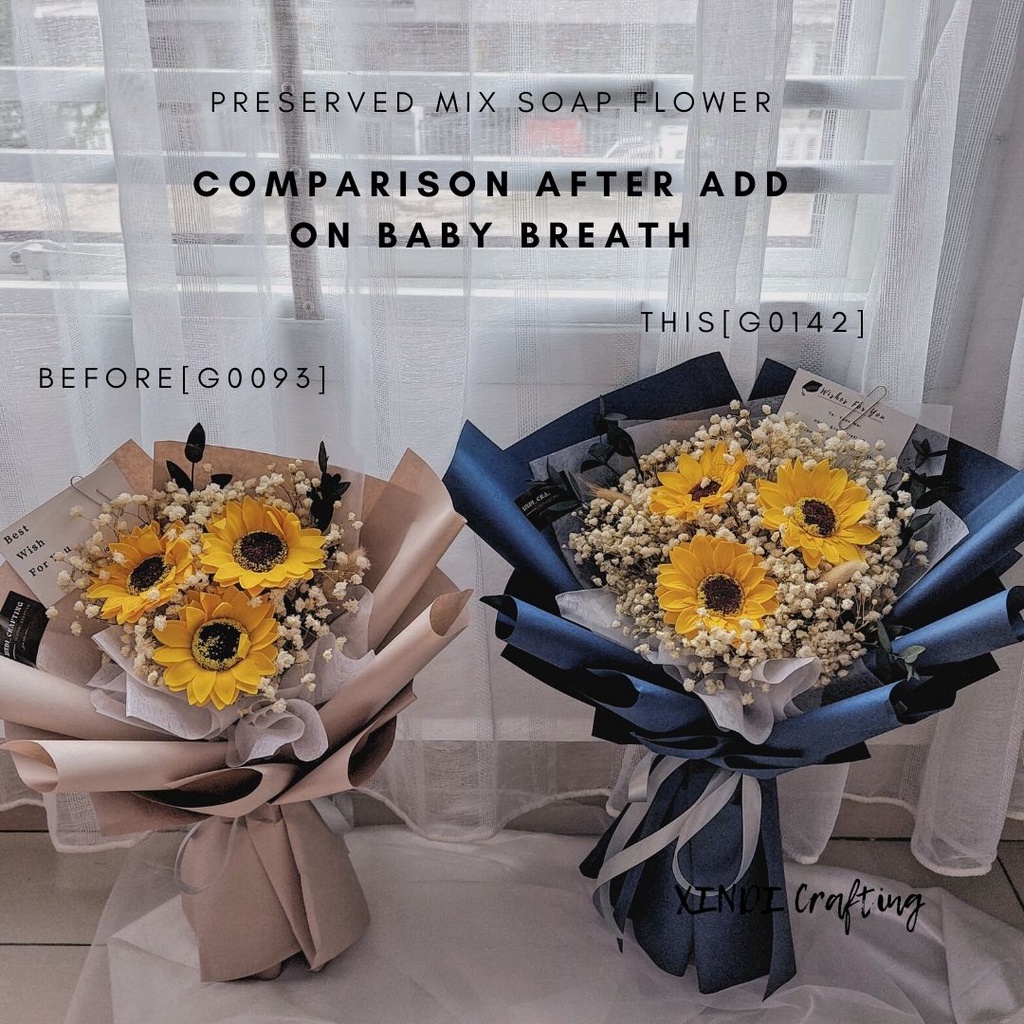 Pre Order 预购soap Sunflower Bouquet Mix Baby Breath Graduation Bouquet Mother S Day Bouquet 香皂太阳花混满天星花束母亲节毕业花束 G0142 Shopee Malaysia
