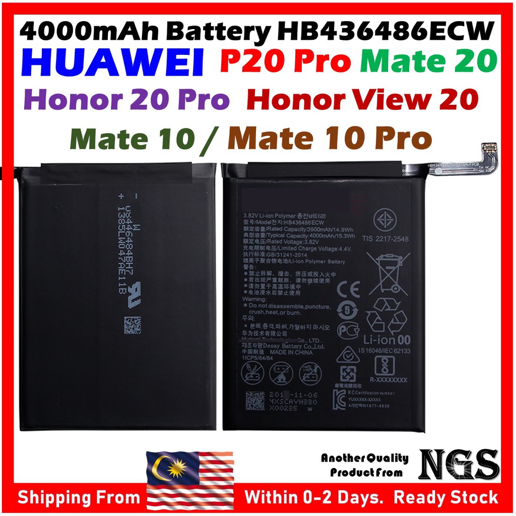 ORIGINAL 4000mAh Battery HB436486ECW For Huawei Mate 10/ Mate 10 Pro ...