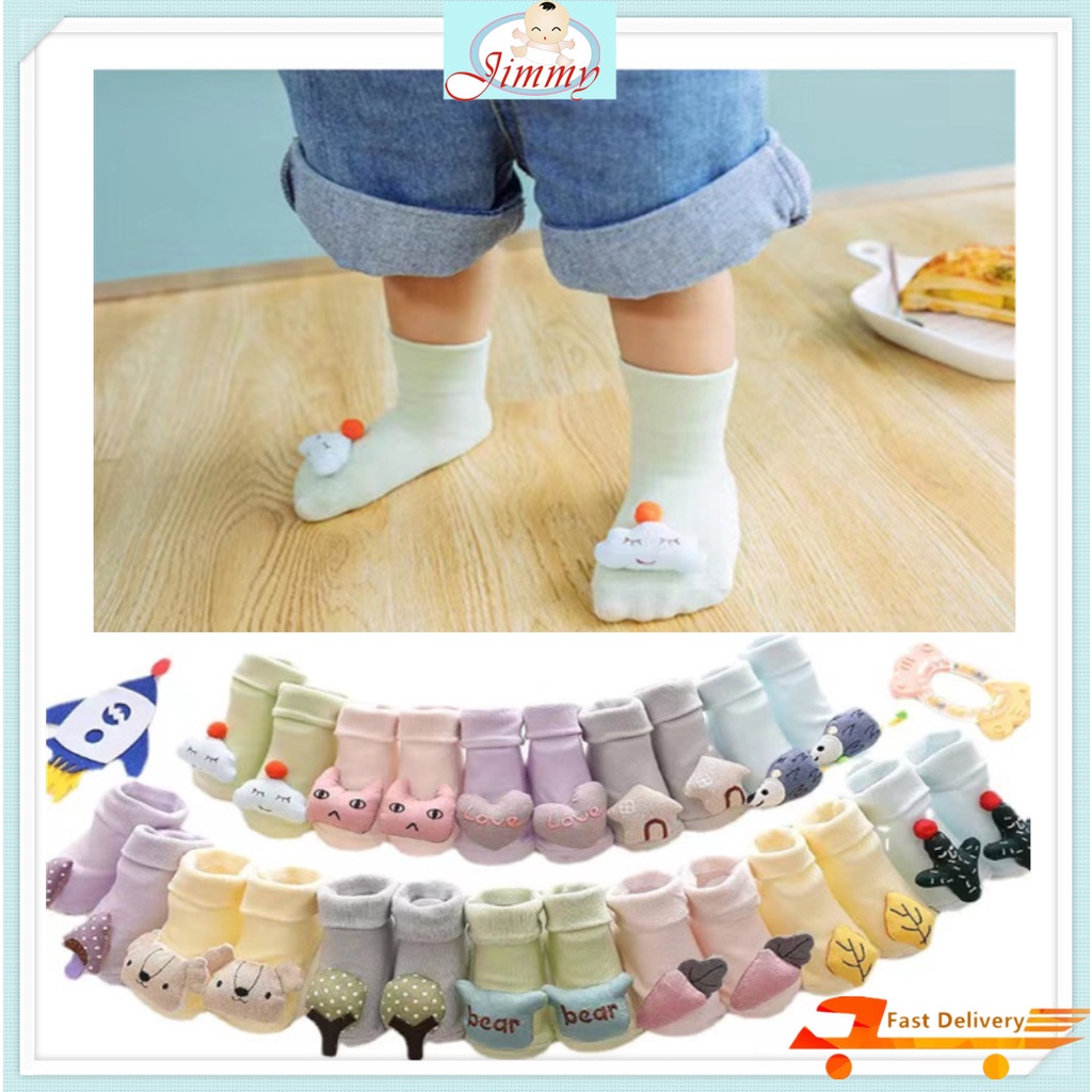 Crazy Sale Newborn Sock Baby Cotton Cute 3D Sock Anti Slip baby Soft Stokin Bayi Comel 3D