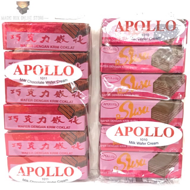 🔥READY STOCK🔥 APOLLO MILK CHOCOLATE WAFER CREAM WAFER 12 PCS KRIM SUSU COKLAT 威化