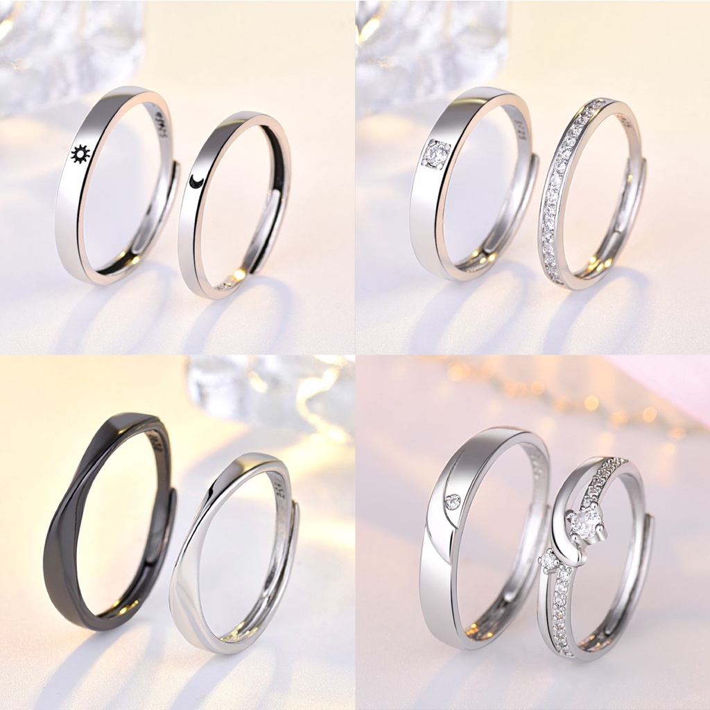 C.FASHION Adjustable Couple Rings 925 Silver Ins Korean Fashion Women Men Accessories Ring Gift Cincin Pasangan 现货情侣戒指