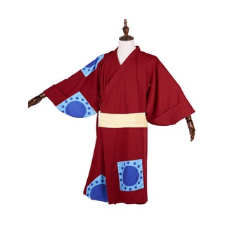 One Piece Cosplay Costume Monkey D. Luffy Red Kimono Robe Full Suit ...