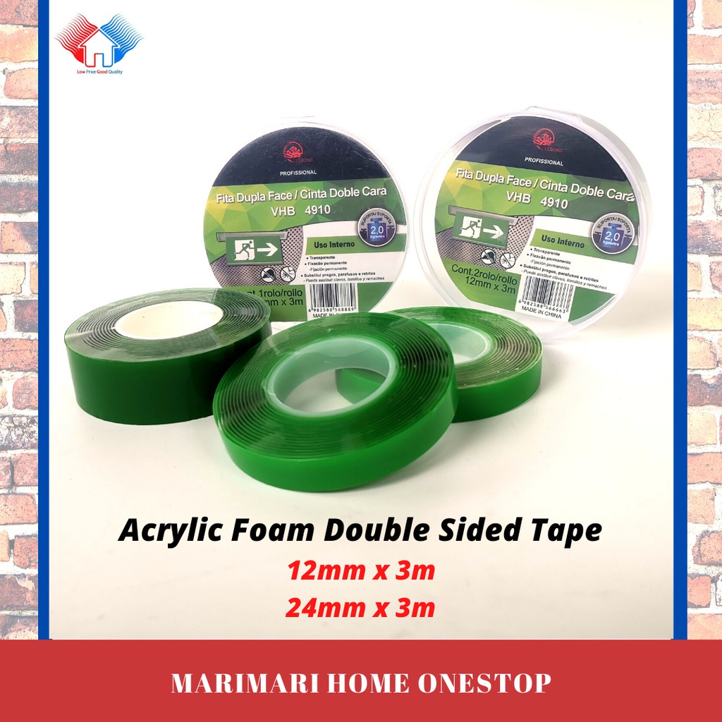 Lebond High Bonding Acrylic Foam Double Sided Tape Vhb Adhesive Tape 3m Shopee Malaysia