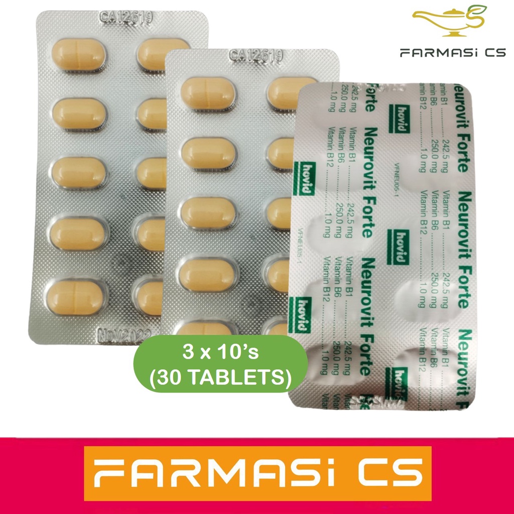 Hovid Neurovit Forte 3 Strips Exp 07 2024 [vitamin B1 B6 B12 Neurons Ubat Saraf] Shopee