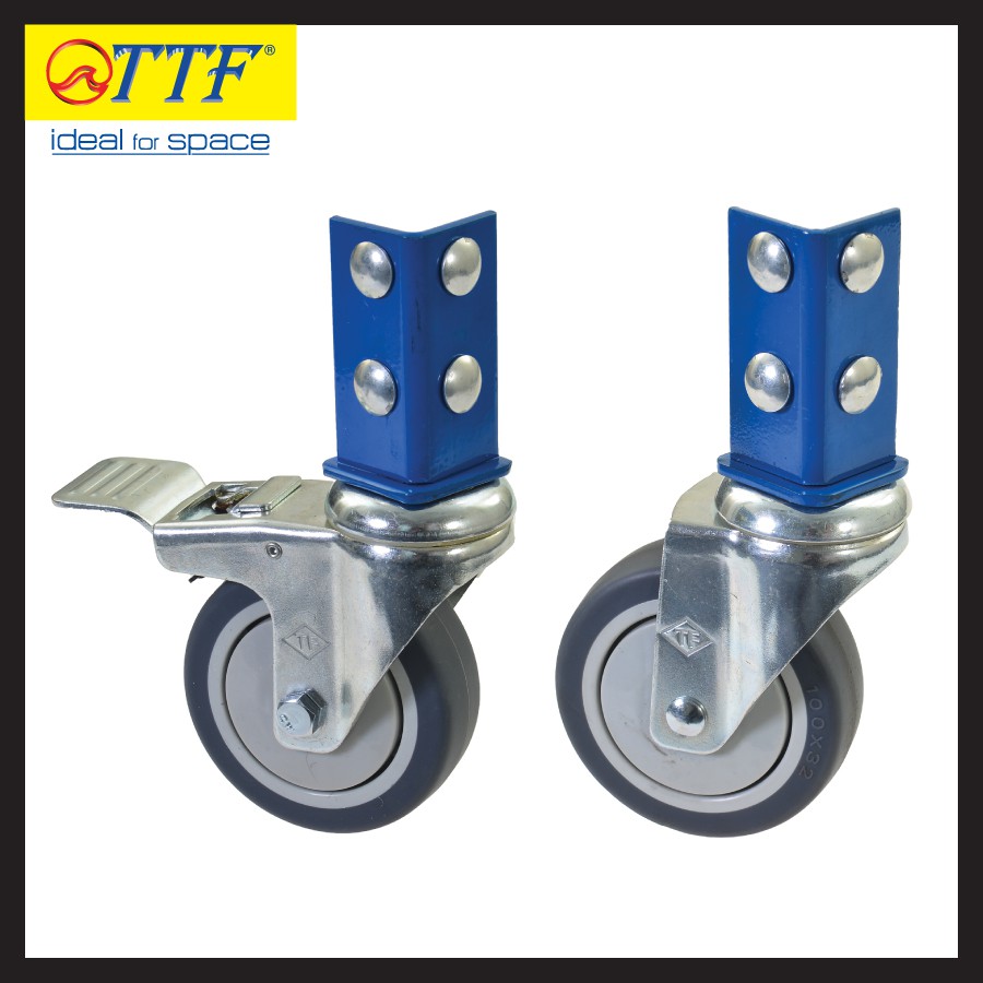 TTF Yellow Blue Boltless Rack Castor Wheel 4Pcs (Loading Weight 25KG