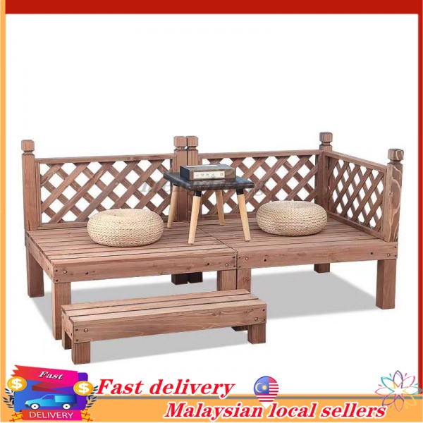 Outdoor garden carbonized anticorrosive wood platform flower stand
