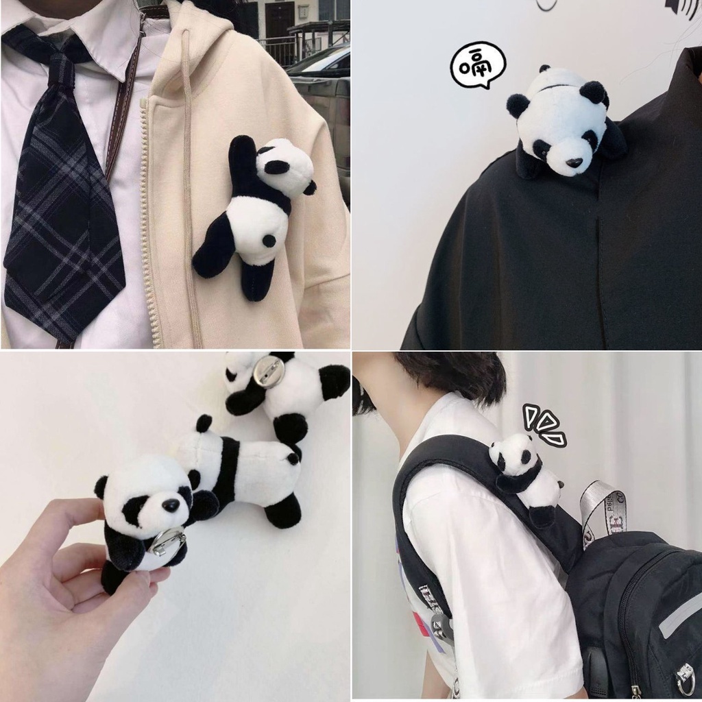 Panda Brooch Panda Bear Doll Cartoon Pin Plush Cute Doll Soft Cute Cloth Pendant