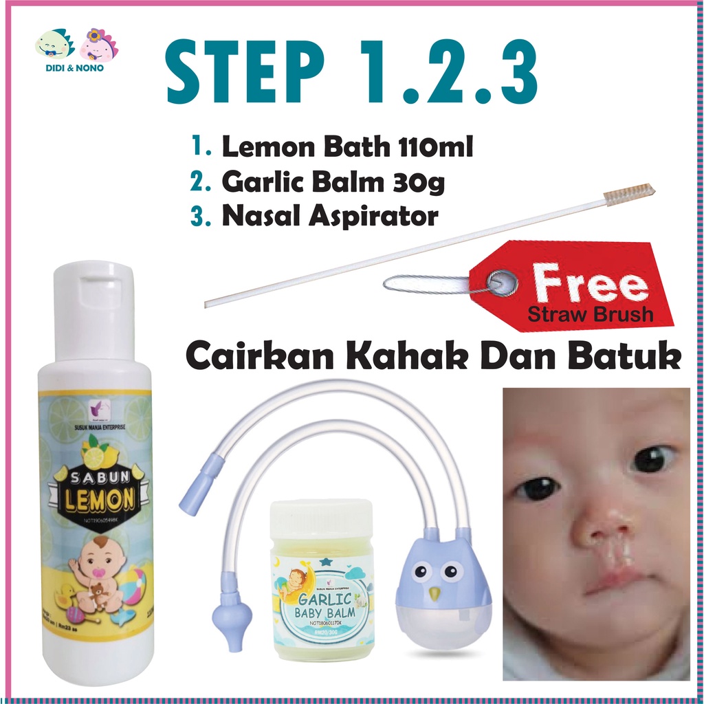 Organic Garlic Baby Balm Lemon Bath Mandian Batuk Selesema Kahak Ubat